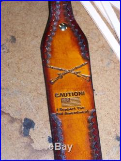 HAND MADE PADDED LEATHER RIFLE SLING RIGHT To BEAR ARMS 2nd Amendment