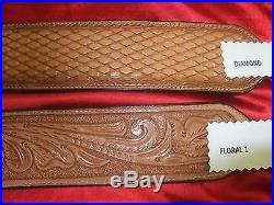 HAND MADE TOOLED ADJUSTABLE HERMANN OAK LEATHER GUN SLING 44 MADE IN USA
