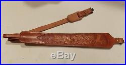 HAND MADE TOOLED LEATHER RIFLE SLING Padded/Lined Gun Strap HUNTING RIFLE