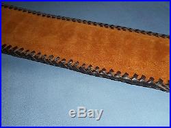 Hand Tooled Leather Padded Rifle Sling Adjustable Length Elk-Horses-Man-Pheasant