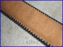 Hand Tooled Leather Padded Rifle Sling Adjustable Length Leaves & Basket Weave