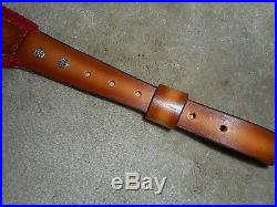 Hand Tooled Leather Padded Rifle Sling Adjustable Length Red Roses-Trim-Leaves