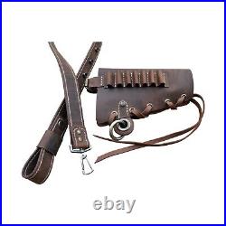 Handmade Leather Buttstock Cover and Sling Set with Ammo Holder