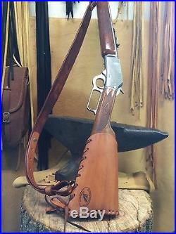 Handmade Leather Gun Stock Cover Shell Holder Sling Hunting Western