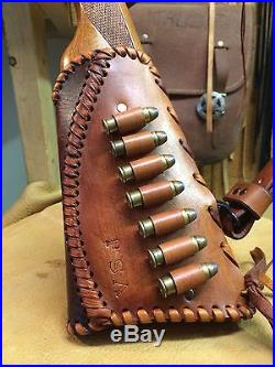 Handmade Leather Gun Stock Cover Shell Holder Sling Hunting Western