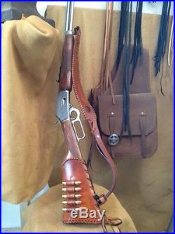 Handmade Leather Gun Stock Cover Shell Holder Sling Thumb Hole Hunting Western