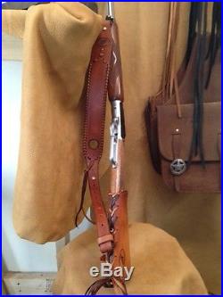 Handmade Leather Gun Stock Cover Shell Holder Sling Thumb Hole Hunting Western