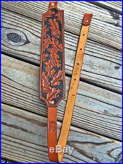 Handmade Leather Rifle / Gun Sling USA Oak Design Premium