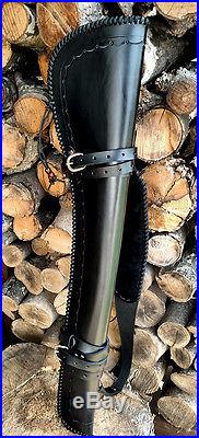 Handmade Leather Rifle Scabbard with Cartridge Sling Winchester Henry Marlin