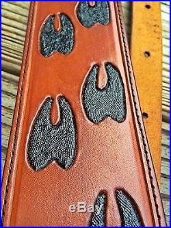 Handmade Leather Rifle / Shotgun Sling USA Deer Print Design