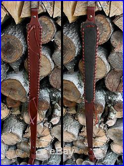 Handmade Leather Rifle Shoulder Strap Sling for 1 Swivel Mounts Brown