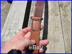 Handmade M1907 Leather Military Rifle Sling 1.25 Inches Wide -Oil Finish/Brown
