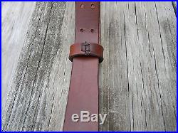 Handmade M1907 Leather Military Rifle Sling 1.25 Inches Wide -Reddish Brown