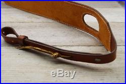Handmade Saddle Tan Leather Rifle Sling Lined with Real Pig Skin Hand Tooled