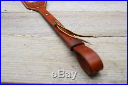 Handmade Saddle Tan Leather Rifle Sling Lined with Real Pig Skin Hand Tooled