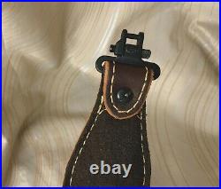 Handmade leather padded rifle sling, brown leather rifle sling, gun sling, gun