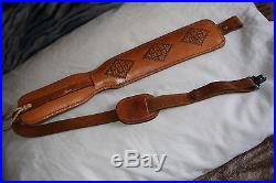 Hunter Padded Leather Rifle Sling Southwestern Stamped Design Western Hunting