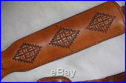 Hunter Padded Leather Rifle Sling Southwestern Stamped Design Western Hunting