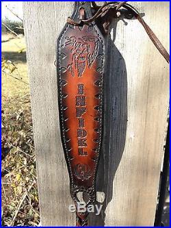 LEATHER RIFLE SLING PADDED-THUMB HOLE-HUNTING-CUSTOM