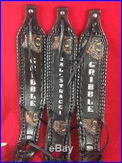 LEATHER RIFLE SLING PADDED-THUMB HOLE-HUNTING-CUSTOM