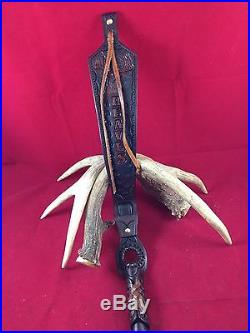 LEATHER RIFLE SLING PADDED-THUMB HOLE-HUNTING-CUSTOM