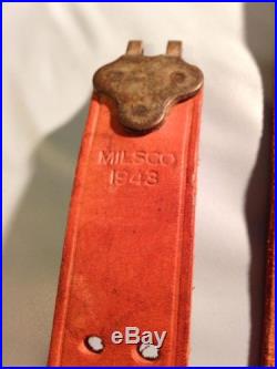 LOT OF 2! 1943 MILSCO M1907 LEATHER RIFLE SLINGS M1 GARAND SPRINGFIELD
