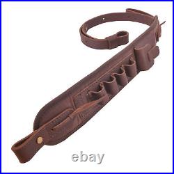 Leather Ammo Holder Rifle Sling For. 308 30/30.357.22mag 12GA Padded Gun Strap