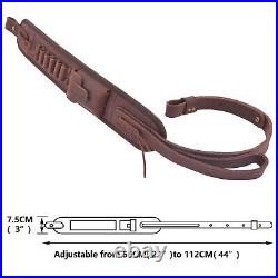 Leather Ammo Holder Rifle Sling For. 308 30/30.357.22mag 12GA Padded Gun Strap