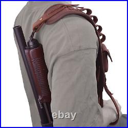 Leather Ammo Holder Rifle Sling For. 308 30/30.357.22mag 12GA Padded Gun Strap