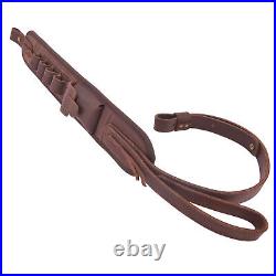 Leather Ammo Holder Rifle Sling For. 308 30/30.357.22mag 12GA Padded Gun Strap