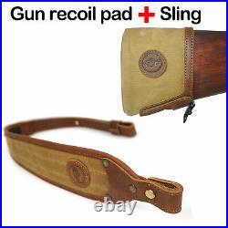 Leather Canvas Gun Recoil Pad Slip on Rifle Shotgun Buttstock Protector, Sling