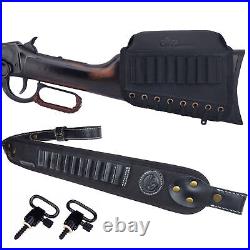 Leather Canvas Rifle Buttstock Holder, Hunting Sling Strap Left-handed Universal