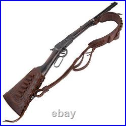 Leather Canvas Rifle Gun Cheek Rest with Sling Combo 12GA. 357.22LR. 45/70