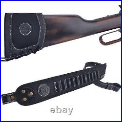 Leather Canvas Rifle/Shotgun Buttstock Recoil Pad + Sling. 30/30.308.22LR 12GA