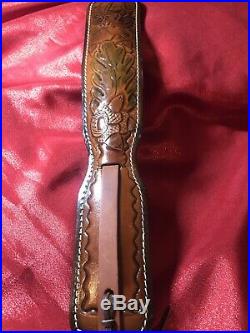 Leather Cobra Style Rifle Gun Sling Deer Hunter Handmade, engravings