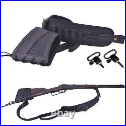 Leather Gun Recoil Pad Buttstock with Ammo Sling+2pcs Swivels for. 30-06.22 12GA