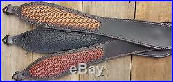 Leather Hand Tooled Rifle Sling Star Basket Weave Pattern 3 color choices