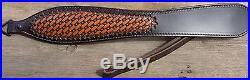 Leather Hand Tooled Rifle Sling Star Basket Weave Pattern 3 color choices