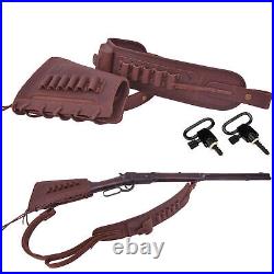 Leather Rifle Buttstock Magazine Holder Gun Sling Swives For. 308.30/30.22LR