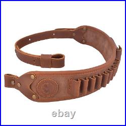 Leather Rifle Gun Sling Soft Hunting Strap Brown Stitch For. 308.30-06.45-70