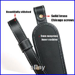 Leather Rifle Gun Sling with Soft Shoulder Cushion Carzy Horse Amish Handmade