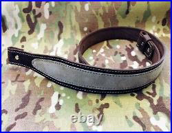 Leather Rifle Padded Sling Strap with suede pad adjustable 27-39 inches