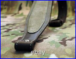 Leather Rifle Padded Sling Strap with suede pad adjustable 27-39 inches