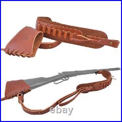 Leather Rifle/Shotgun Stock Cover Buttstock with Soft Padding Sling. 308.22 12GA