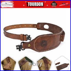 Leather Rifle Sling 410GA/308 Ammo Strap Shoot Finger Rest withSwivels USA-TOURBON