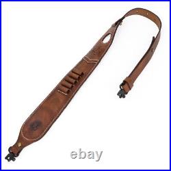 Leather Rifle Sling 410GA/308 Ammo Strap Shoot Finger Rest withSwivels USA-TOURBON