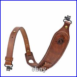 Leather Rifle Sling 410GA/308 Ammo Strap Shoot Finger Rest withSwivels USA-TOURBON