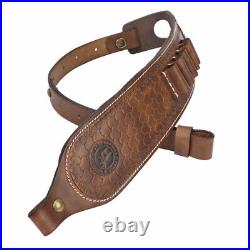 Leather Rifle Sling 410GA/308 Ammo Strap Shoot Finger Rest withSwivels USA-TOURBON