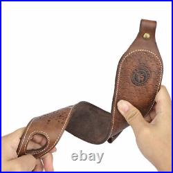 Leather Rifle Sling 410GA/308 Ammo Strap Shoot Finger Rest withSwivels USA-TOURBON