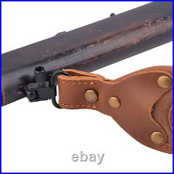 Leather Rifle Sling Ammo Shell Holder Gun Strap + Swivels for. 308 45-70 30-06